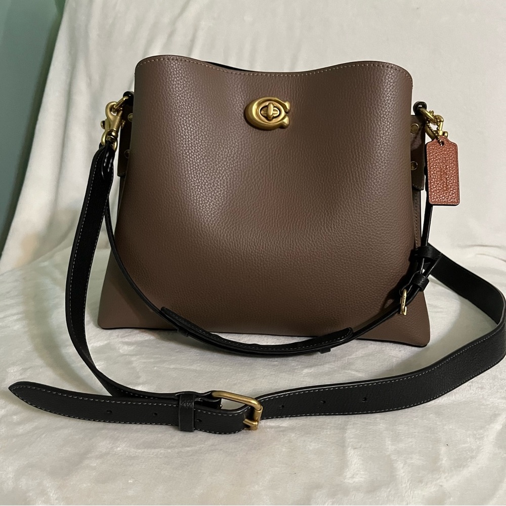 Coach Pebble Leather Bucket Purse in Dark Stone